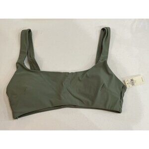 AERIE Scoop Bikini Top Olive Green Medium‎ Rounded Scoop Back Removable Pads NWT